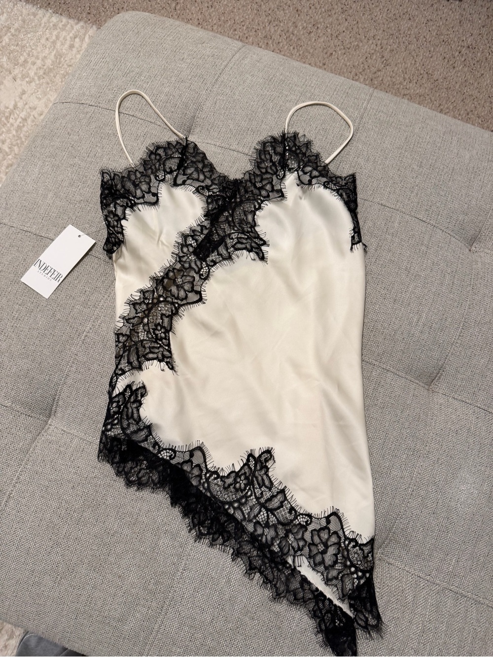 lace bordered silk top